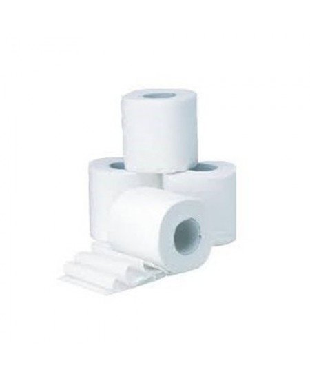 Papiers toilette blanc petit rouleau 2 plis microgaufrés collés 180 feuilles lot de 24 rouleaux Papiers toilette blanc petit rouleau 2 plis microgaufrés collés 180 feuilles lot de 24 rouleaux