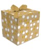 Boite cadeau motif pois blanc et dorure à chaud format 15+15x15 cm en 350 grs - paquet de 25