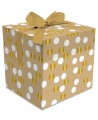 Boite cadeau motif pois blanc et dorure à chaud format 25+25x25 cm en 350 grs - paquet de 25