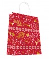 Sac Kraft IMPRESSION ROUGE à poignées torsadées 24+12x31cm motif NOEL, Carton de 200 sacs