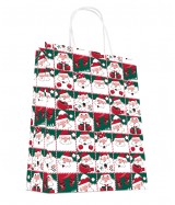 Sac Kraft Blanc à poignées torsadées 24+12x31cm. Paquet de 50