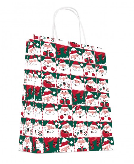 Sac Kraft Blanc à poignées torsadées 24+12x31cm. Paquet de 50