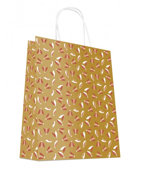 Sac Kraft blanc à poignées torsadées 24+12x31cm motif NOEL, Carton de 200 sacs