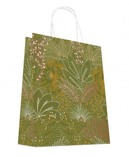 Sac Kraft blanc à poignées torsadées 24+12x31cm motif NOEL, Carton de 200 sacs