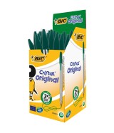 Stylo Bille BIC CRISTAL pointe moyenne couleur verte Boîte 50 stylos