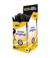 Stylo Bille BIC CRISTAL pointe moyenne couleur noire Boîte 50 stylos