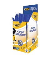 Stylo Bille BIC CRISTAL pointe moyenne couleur bleue Boîte 50 stylos