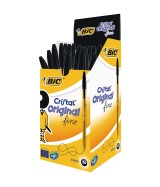 Stylo Bille BIC CRISTAL FINE pointe fine couleur noire Boîte 50 stylos