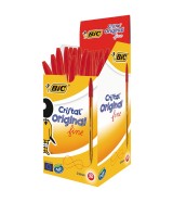 Stylo Bille BIC CRISTAL pointe moyenne couleur rouge Boîte 50 stylos
