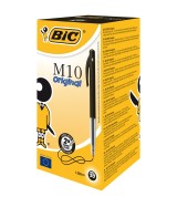 Stylo Bille BIC M10 CLIC - Medium Pointe Moyenne 1 mm - Encre Noire - Boîte 50 stylos