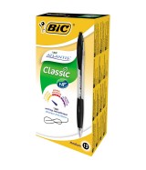 Stylo Bille BIC ATLANTIS CLASSIC - Pointe Moyenne 1 mm - Encre Noire - Boîte 12 stylos