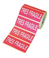 Etiquettes adhésives de signalisation "TRES FRAGILE"